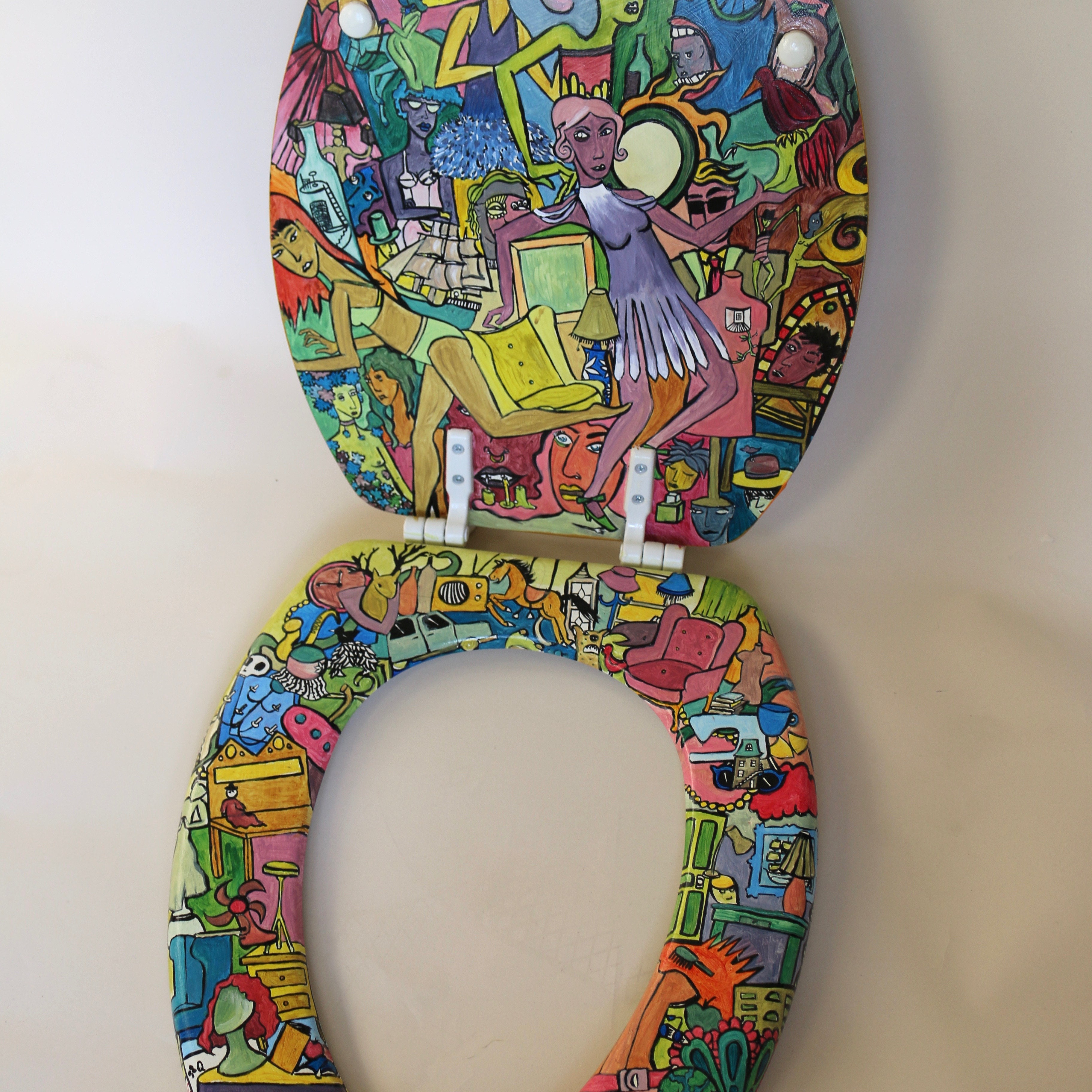 Hand Painted Toilet Seats and Housewares by MadManWare on Etsy