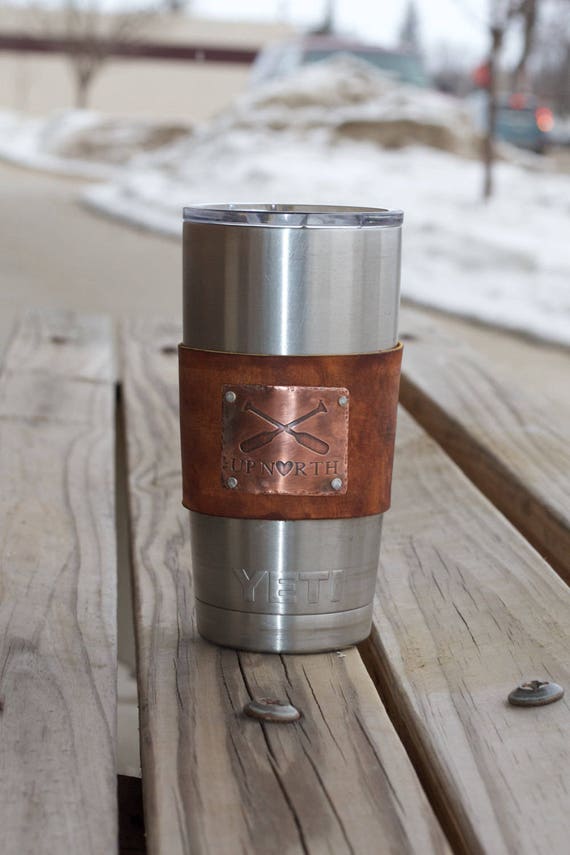 Up North Custom Leather Yeti Beverage Sleeve Canoe Tumbler