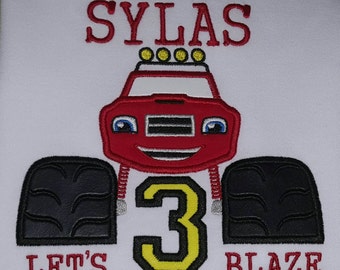 Monster truck birthday shirt, blaze the monster machine birthday shirt, blaze birthday shirt