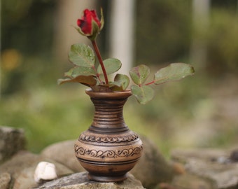 Ceramic vase Flower vase Rustic vase Pottery vase Handmade vase Small vase Bud vase Table decoration Christmas decor Table decor Engraved