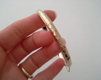 Gold Silver Bangle, Vintage Bangle, Gold Filled Bangle, 925 Gold Bracelet, 925 Gold Bangle, Gold Vermeil Bangle, Faceted Gold Bangle