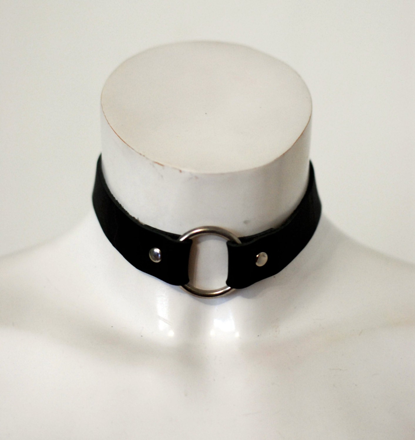Genuine leather choker unisex neck collar fetish accessory