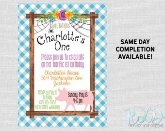 Charlotte's Web Birthday Invitation Digital Printable