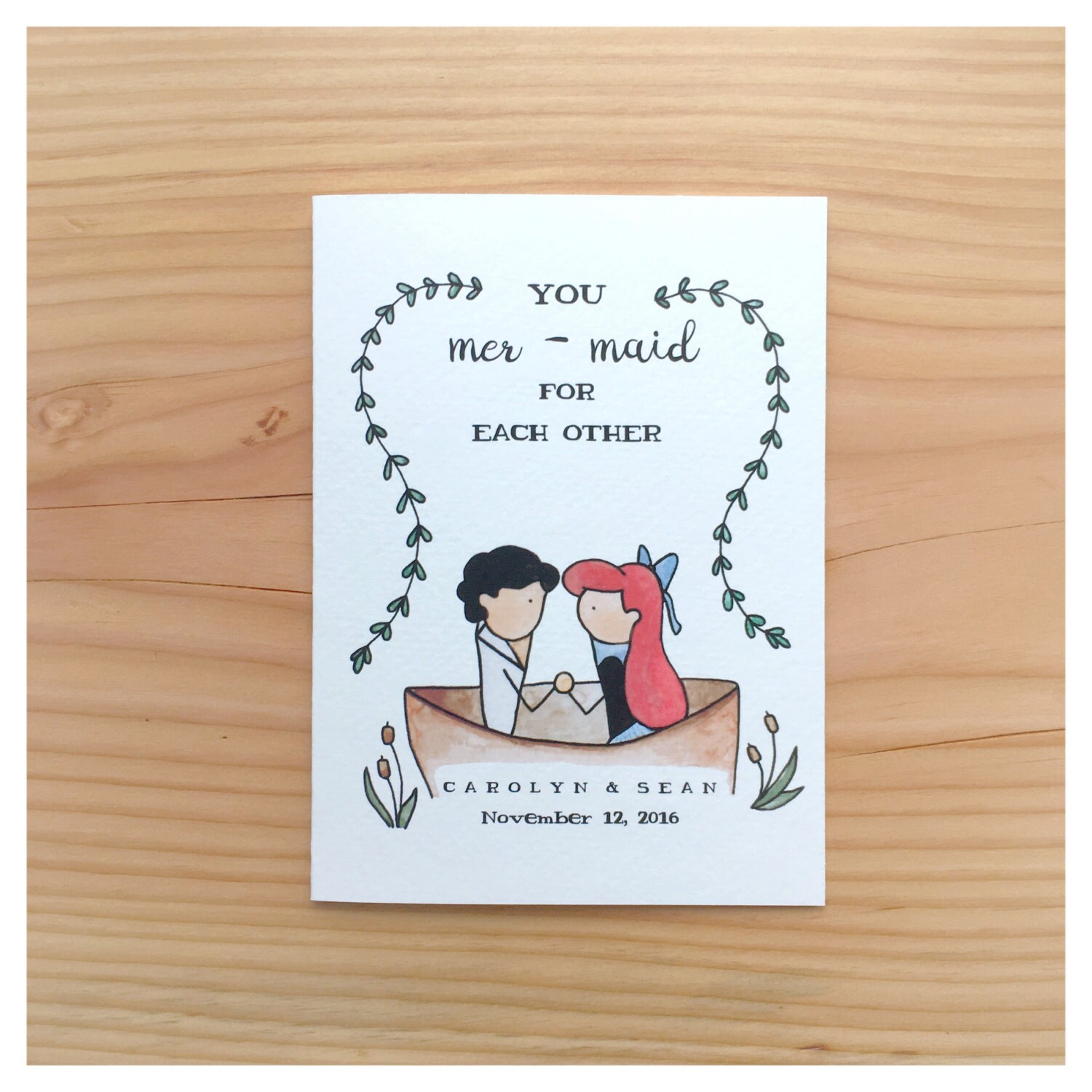 mermaid card birthday Card Wedding punny // card card Mermaid wedding pun custom