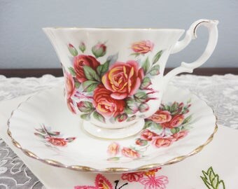 Royal Albert Centennial Rose Floral English Bone China Teacup and Saucer