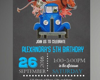 HOLIDAY SPECIAL Little Blue Truck Invitation, Little Blue Truck Birthday, Little Blue Truck Invites, Little Blue Truck -Instant Download