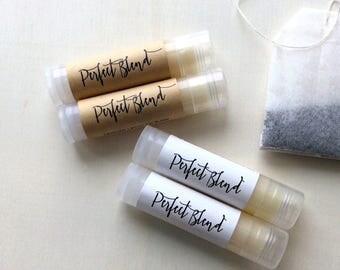 100 Perfect Blend lip balm favors, tea wedding favors, Tea party favors, tea lip balms, wholesale tea lip balms, tea shop products