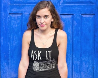 Unisex Mens & Womens shirt ASK IT. The Log Lady Twin Peaks tank Printed Canvas Cotton tank top work out clothing peak weird dale cooper show