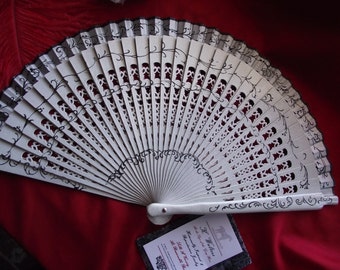 F-0002 - Wooden Hand Painted Hand Fan - Georgian Fan, Regency Fan, Victorian Fan, Hand Fan,