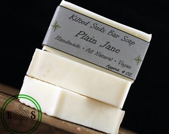 Plain Jane Bar Soap, Vegan Soap, Unscented Soap, Plain Soap, Dye Free Soap, Fragrance Free Soap, Bar Soap, Hand Soap, Natural Soap