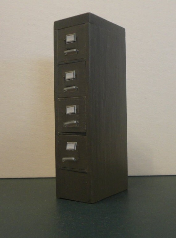 Filing miniature 4 drawer dollhouse furniture 1