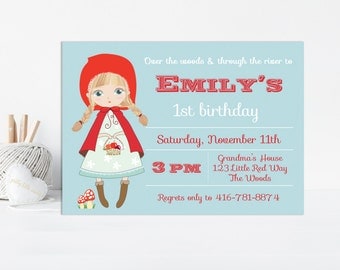 Red Riding Hood Invitation, Storybook Invitation, Little Red Riding Hood, Fairy Tale Invitation, Woodland Invitation, Printable Invitation