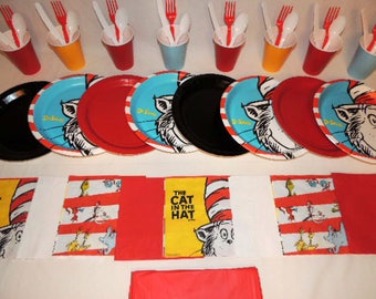 49 Piece Dr Seuss, Cat in the Hat Place settings Table Decorations Party Supplies