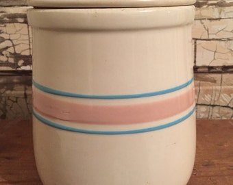 McCoy Cookie Jar Blue Pink Striped 131 Stoneware