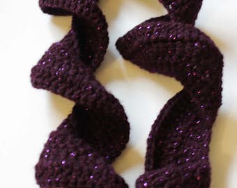 Extra long Berry/Wine colored rippled scarf