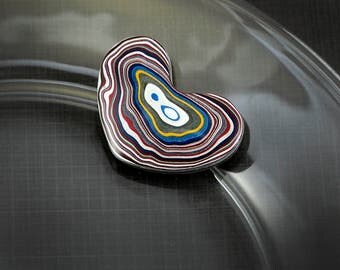 REDUCED!! Fordite Cut and Polished Heart Shaped Ready to Become Beautiful Jewelry Two Sided