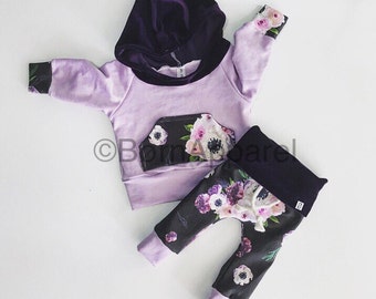 Baby girl outfit / baby clothing / newborn gift / floral baby outfit / baby girl clothes / baby / baby shower gift / floral clothes / purple