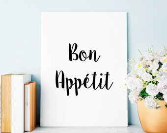 Bon Appetit Printable Wall Art Kitchen Print Instant