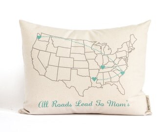 Gift for Mom, Personalized Mothers Day Gift, Map Pillow, Home Decor, Mother, Throw Pillow, Decorative Pillows, Birthday for Mom