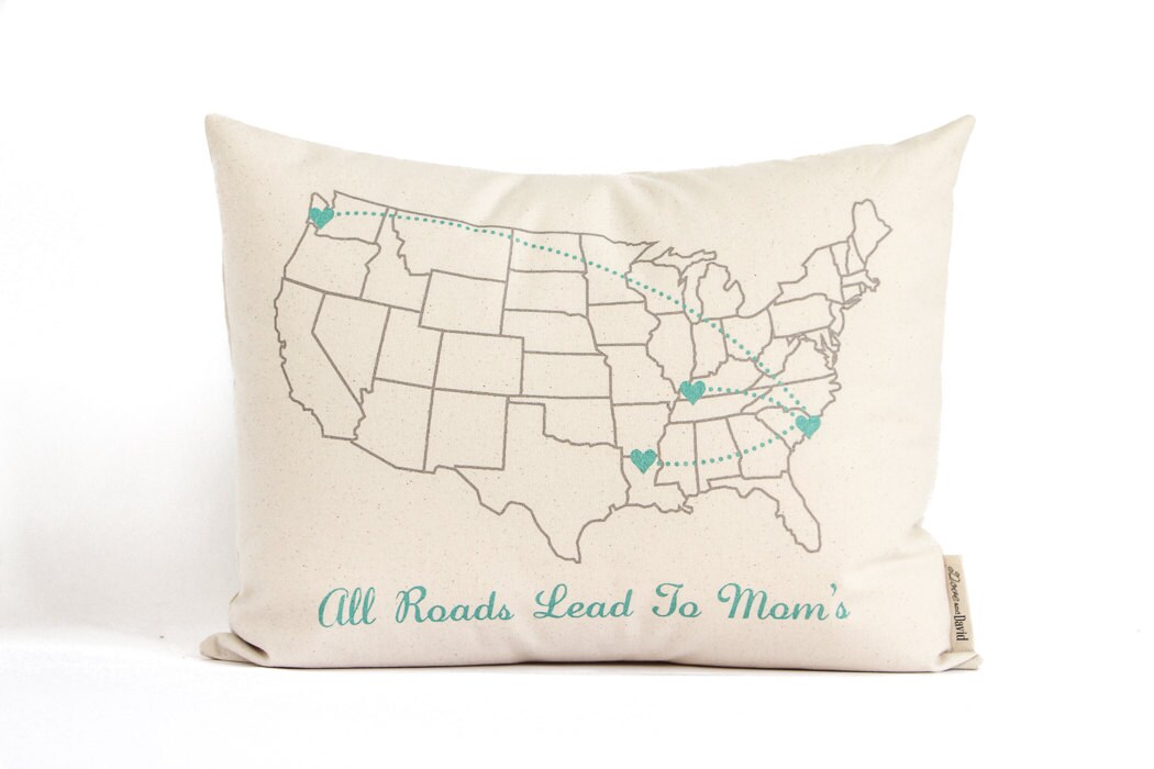 Gift for Mom, Gift for Her, Map Pillow, Home Decor, Mother, Throw Pillow, Decorative Pillows, Birthday for Mom