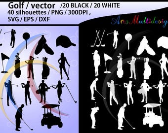 golf / golf SVG / golf silhouette / golf clipart / printable golf players / golf game set / EPS / PNG file /High Quality Vector / Dxf