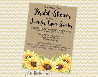 Rustic Bridal Shower Invitation | Sunflower Bridal Shower Invitation | Country Bridal Shower Invitation | Rustic Wedding Shower Invitation