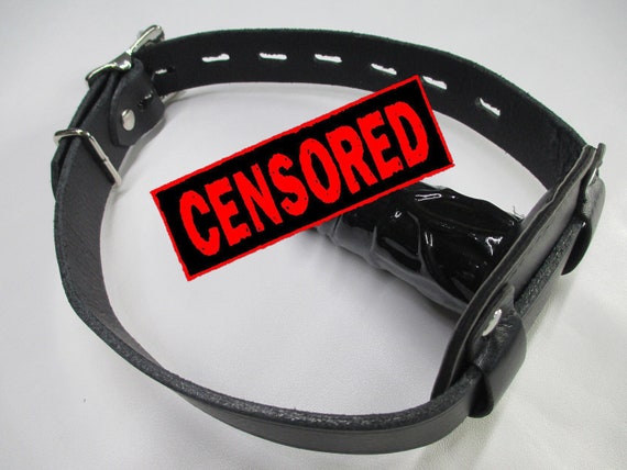 Leather Locking Black Penis Gag With A 10cm Rubber Dildo