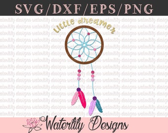 Little Dreamer SVG/DXF Cut File - Instant Download - Vector Clipart - Iron On Shirt Decal - Cricut - Silhouette - Dream catcher - Boho