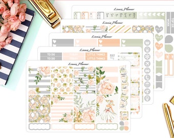 Champagne Bloom Weekly Kit or Al a Carte (matte planner sticker, fits perfect in Erin Condren Life Planner Vertical)
