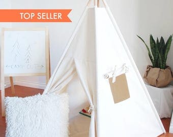 READY TO SHIP, Medium Natural Canvas Teepee, Play Tent, Kids Teepee, Childrens Teepee, Teepee Tent, Tipi, Playhouse, Canvas Teepee