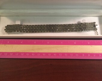 Vintage Sterling Silver Marcasite Bracelet - AB