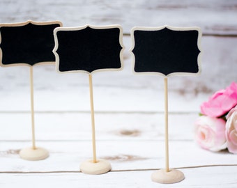 Wedding Chalkboard Table Numbers Wooden Wedding Place cards Rustic Chalkboards Wedding Chalkboard stand holder black