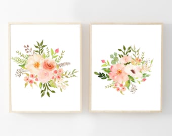 Watercolor Flower Prints - Watercolor Floral Nursery Wall Art- Floral Nursery Decor - Flower Bouquet Art - Printable Art - Botanical Decor