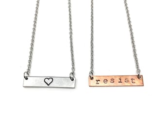 Support Planned Parenthood: Heart and Resist Necklaces