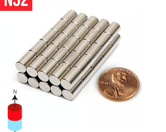 100pcs 6mm x 10mm - 1/4" x 3/8" N52 Super Strong Rare Earth Neodymium Cylinder Crafts Fridge Magnets