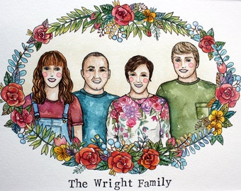 Family portrait, Custom portrait illustration, Birthday gift for mom, Family illustration, Bespoke illustration, Custom portrait, Family art