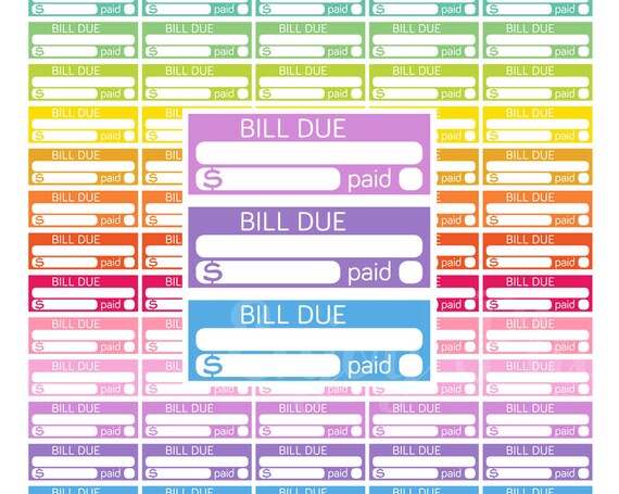 Printable Bill Due Planner Stickers Bill Due Stickers Bill Due 7633