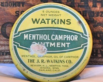 Vintage J.R. Watkins Co. Menthol Camphor Ointment Tin