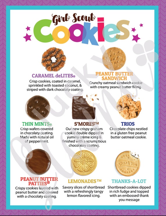 Girl Scout Cookie Menu 8.5 x 11 printable