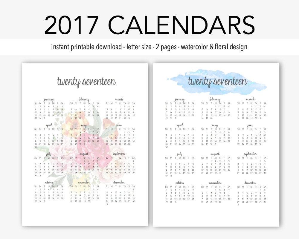 2017 Year-at-a-Glance Calendar: home management binder yearly