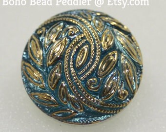 Czech Glass Button, Vintage Style, 18mm