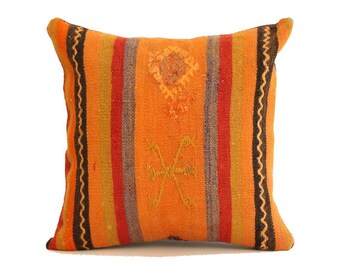 16x16 Kilim Pillow Cover, Turkey Pillow, Vintage Pillow, Navajo Rug, Navajo Pillow, Bohemian Pillow, Southwestern Pillow, Boho Pillow y175