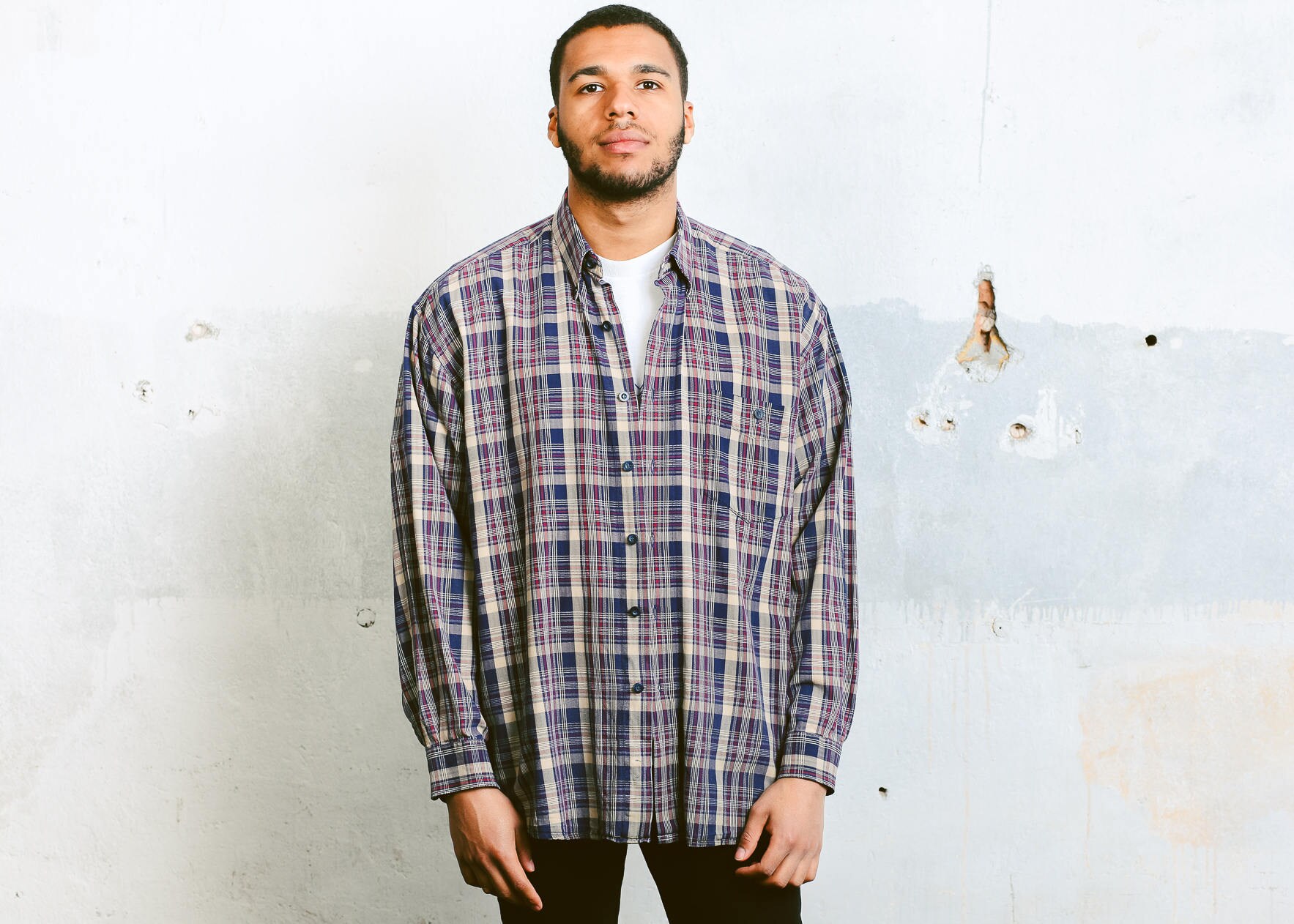 90s Grunge Plaid Shirt Long Sleeve Vintage Hipster Unisex Mens Clothes Gift For Man Size XL Extra Large 90s Grunge Plaid Shirt Long Sleeve Vintage Hipster Unisex Mens Clothes Gift For Man Size XL Extra Large