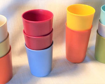 Sale Tupperware VINTAGE 11 Tumblers Harvest Colors Includes 8 oz & 10 oz Nesting, Tupperware, Vintage Tupperware, Harvest color tupperware
