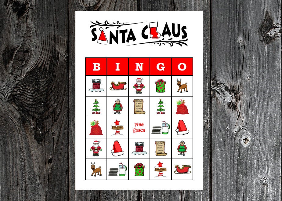 Santa Claus Bingo 30 Printable Christmas Holiday Party Bingo
