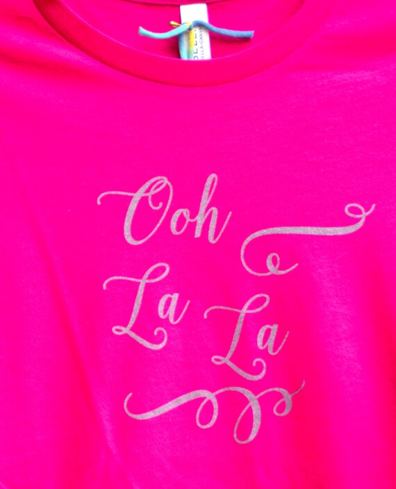Clearance Ooh la la hot pink screen-printed t-shirt with