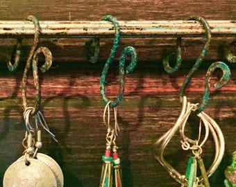 Set of 5 ~ 2 inch Patina Copper Hooks
