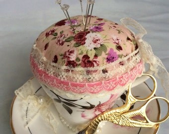 Pincushion vintage teacup & saucer