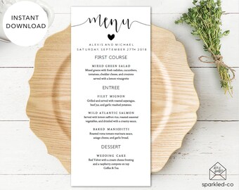 Wedding Menu Template, Menu Template, Printable Menu, Calligraphy Menu, Menu, Dinner menu, Rustic menu, Editable menu, Wedding Menu Cards,