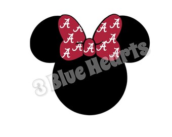 Alabama Minnie Head svg dxf pdf studio, Disney svg dxf pdf studio, Baseball, Football, Crimson Tide